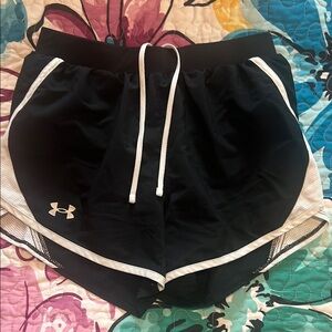 Under Armour Women's Black and White Athletic Shorts